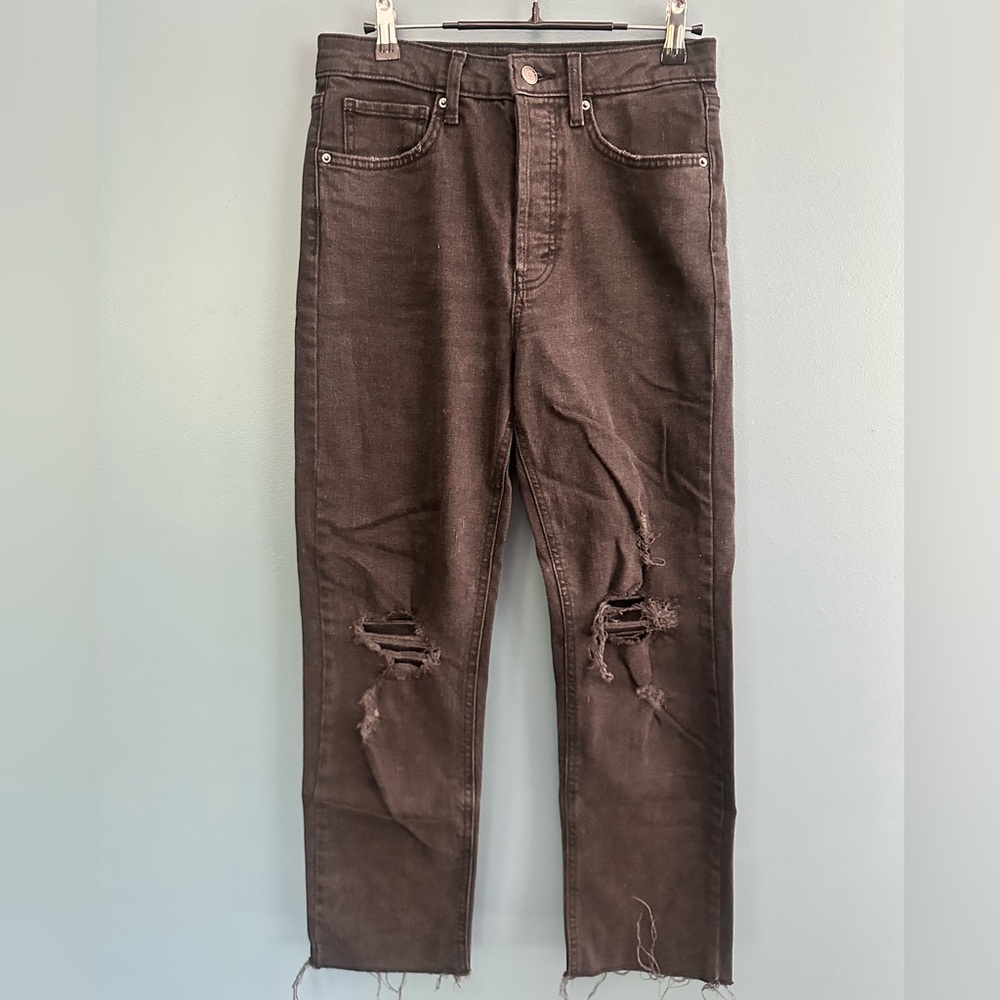Wild Fable Women's High Rise Distressed Brown Jeans